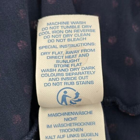 Boden Marion Jersey Knit 3/4 Sleeve Polka Dot Print Navy/Red Mini Dress (4L) - Picture 14 of 14